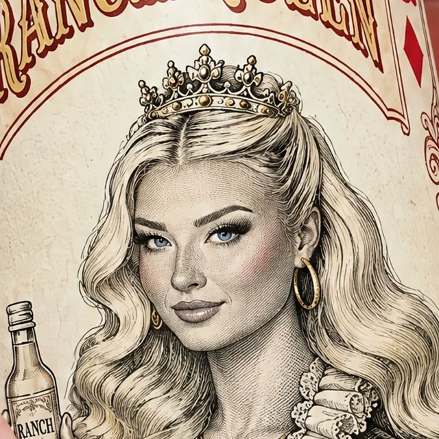 The queen illustration from the Ranch Queen label, drawn from co-founder Cami